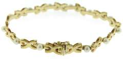Sleek 14kt YG White Fresh Water Pearl and "X"-Link Bracelet