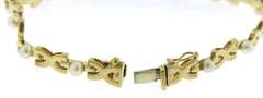 Sleek 14kt YG White Fresh Water Pearl and "X"-Link Bracelet