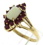 Goregous Yellow Gold Opal w Ruby Halo Ring