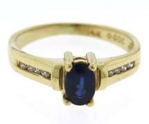 Pretty Yellow Gold Oval Sapphire & Diamond Channel Set