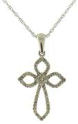 Elegant & Delicate White Gold Diamond Cross Necklace