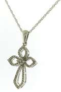 Elegant & Delicate White Gold Diamond Cross Necklace
