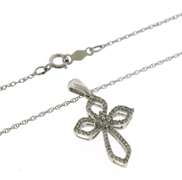 Elegant & Delicate White Gold Diamond Cross Necklace