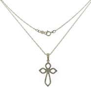 Elegant & Delicate White Gold Diamond Cross Necklace