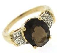 Gorgeous Oval Smokey Quartz & Pave Diamond Accent