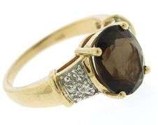 Gorgeous Oval Smokey Quartz & Pave Diamond Accent