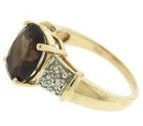 Gorgeous Oval Smokey Quartz & Pave Diamond Accent