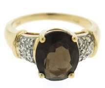 Gorgeous Oval Smokey Quartz & Pave Diamond Accent