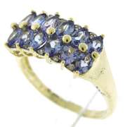 Fantastic 14kt YG Double Row Pear Cut Tanzanite & Diamond Accent Ring