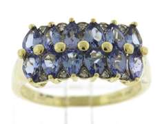 Fantastic 14kt YG Double Row Pear Cut Tanzanite & Diamond Accent Ring