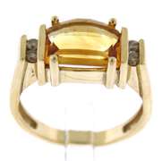 Trendy Faceted Citrine and Diamond Accent Yellow Gold Ring