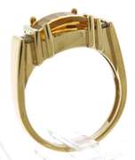 Trendy Faceted Citrine and Diamond Accent Yellow Gold Ring