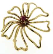 Beautiful Yellow Gold Pink Sapphire Flower Brooch