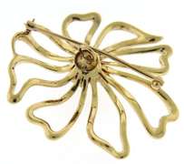 Beautiful Yellow Gold Pink Sapphire Flower Brooch