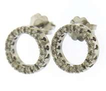 Fantastic White Gold Open Circle Diamond Earrings