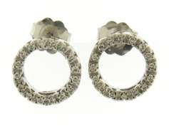 Fantastic White Gold Open Circle Diamond Earrings