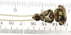 Ornately Detailed Vintage 12kt YG Faceted Yellow Quartz Fob Charm Necklace