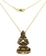 Ornately Detailed Vintage 12kt YG Faceted Yellow Quartz Fob Charm Necklace