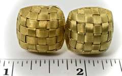 Beautifully Textured 18K Basket Weave Earrings