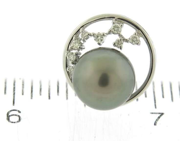 11 MM Gray Tahitian Pearl Earrings with Diamonds