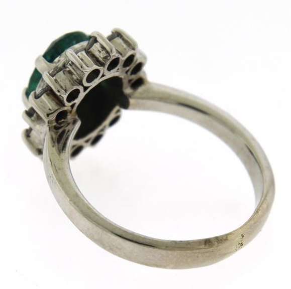 Amazing White Gold Emerald w Diamond Halo Ring