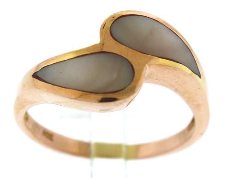 Rose Gold Pink Mop Inlay Bypass Ring
