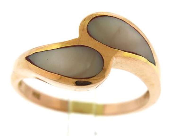 Rose Gold Pink Mop Inlay Bypass Ring