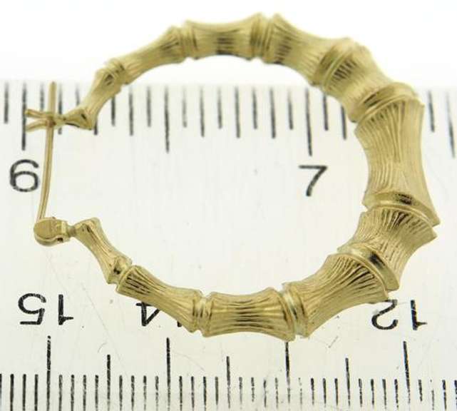 Popular Yellow Gold Bamboo Hoop Earrings