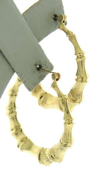 Popular Yellow Gold Bamboo Hoop Earrings