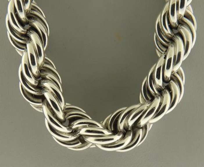 Huge and Heavy Sterling Silver Rope Necklace