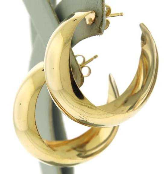 Modern and Wide Yellow Gold Hoop Earrings