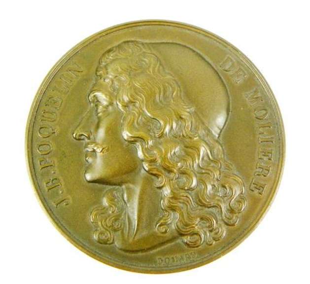 Early French Bronze Medallion - Poquelin de Moliere