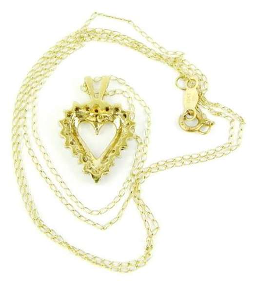 Vintage 10K Diamond Heart Pendant & Chain