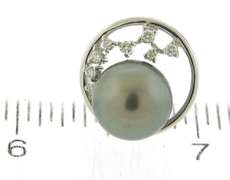 11 MM Gray Tahitian Pearl Earrings with Diamonds