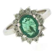 Amazing White Gold Emerald w Diamond Halo Ring