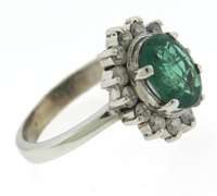 Amazing White Gold Emerald w Diamond Halo Ring