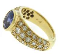 Oval Blue Sapphire and Diamond Yellow Gold Ring