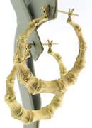 Popular Yellow Gold Bamboo Hoop Earrings