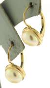 Fresh Water Pearl Yellow Gold Lever Back Earrings