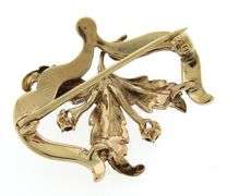 Vintage Seed Pearl & Amethyst Leaf Brooch