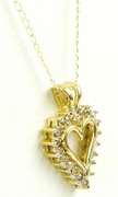 Vintage 10K Diamond Heart Pendant & Chain
