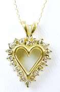 Vintage 10K Diamond Heart Pendant & Chain
