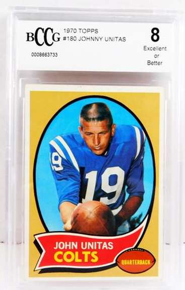 1970 Johnny Unitas Colts Football Card, Graded
