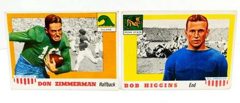 2 Topps 1956 All-American College Football Cards
