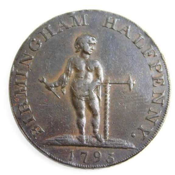 Rare 1793 Warwickshire, Birmingham 1/2 Penny Token