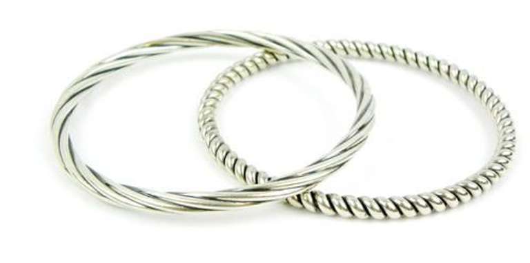 2 Heavy Sterling Silver Vintage Bangle Bracelets
