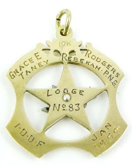 Vintage 10K Rebekah Odd Fellows Dove Pendant