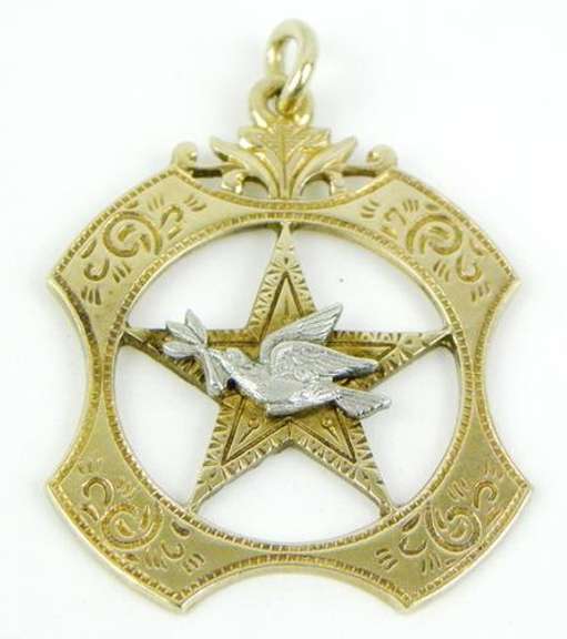 Vintage 10K Rebekah Odd Fellows Dove Pendant