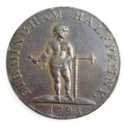 Rare 1793 Warwickshire, Birmingham 1/2 Penny Token