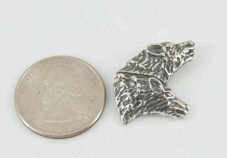 Sterling Silver Wolf Head Pendant